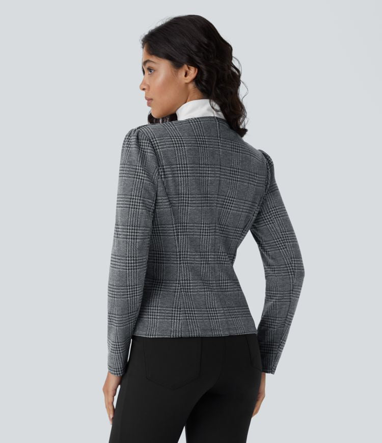 Double-Breasted Plaid Blazer | Grey | Timeless and Sophisticated