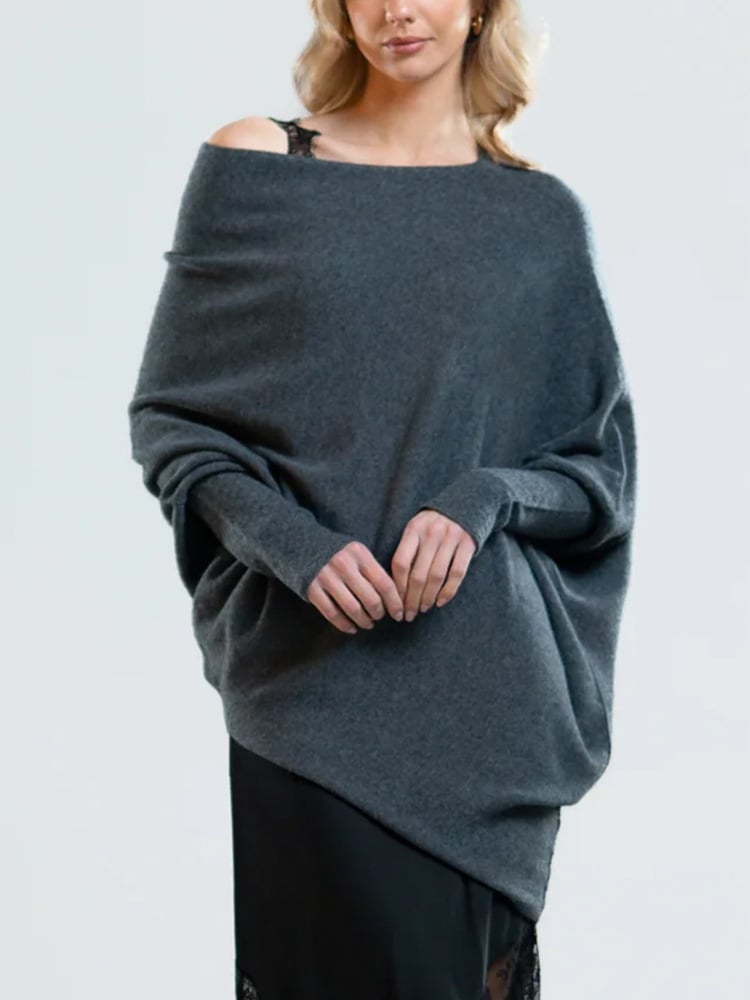 Off-Shoulder Knit Sweater | Soft Lightweight Fabric | Relaxed Fit | Casual Chic