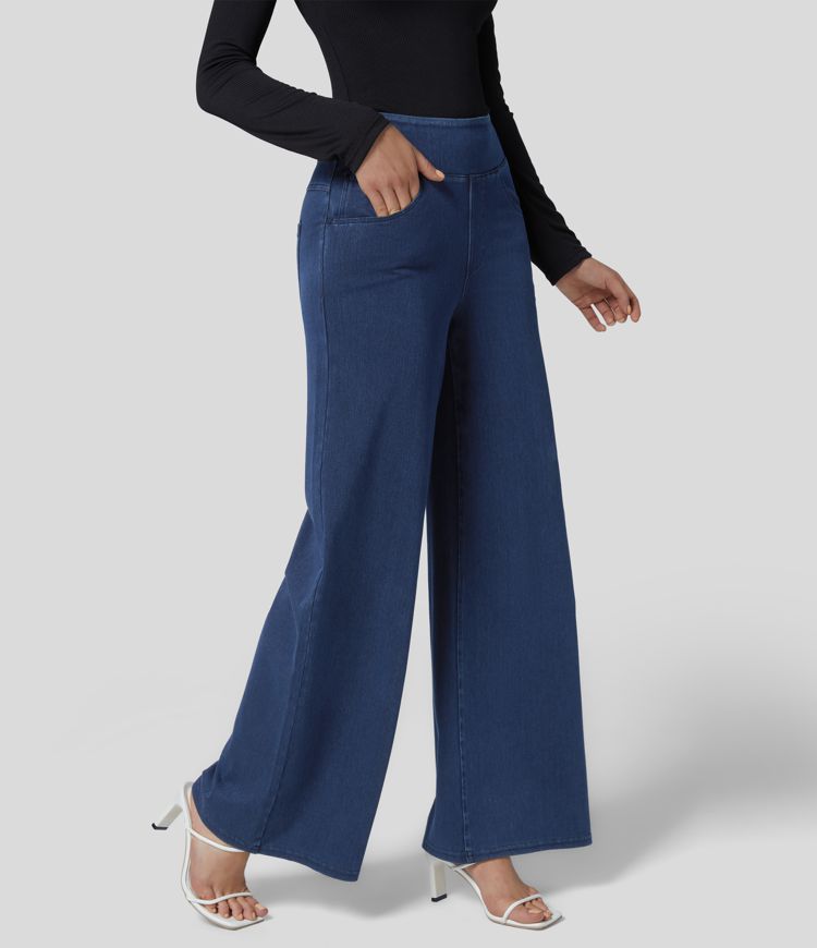 High-Waisted Wide-Leg Jeans | Pull-On | Comfortable and Elegant