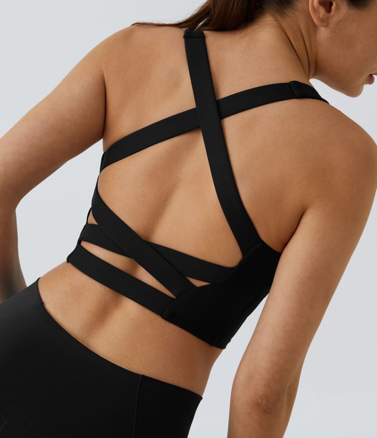 Cross-Back Sports Bra | Medium Support | Breathable Stretch Fabric | Activewear