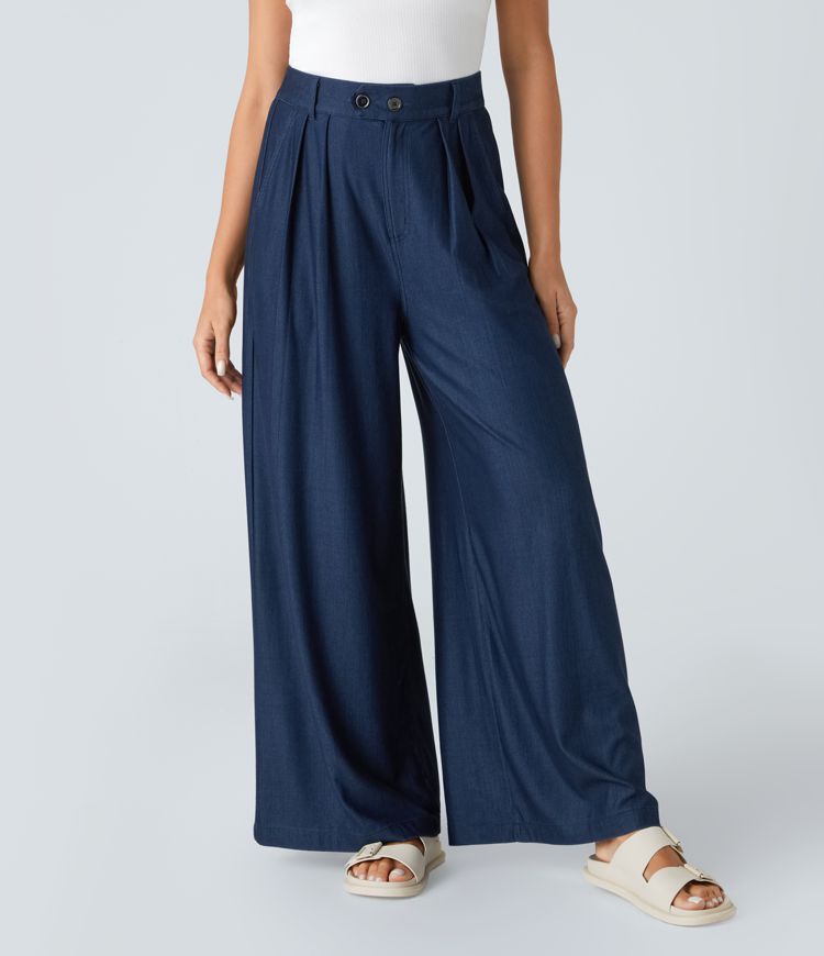 Wide-Leg Navy Pants | Tencel | Lightweight and Versatile