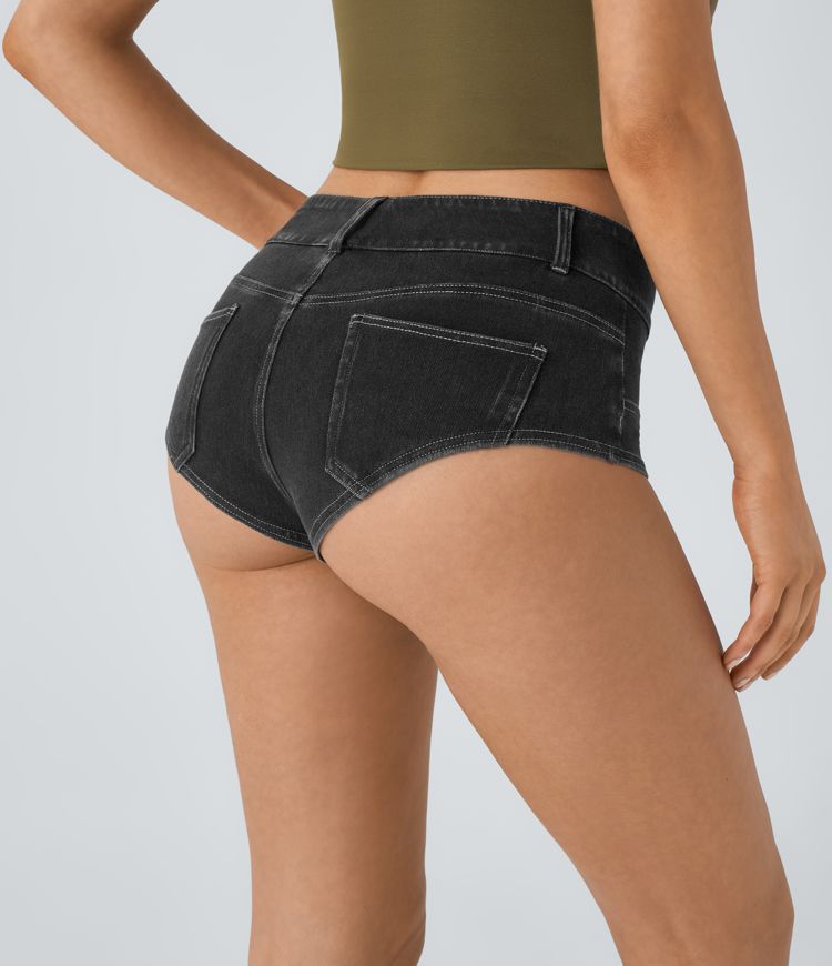 High-Waisted Cheeky Denim Shorts | Stretch Cotton | Bold and Playful