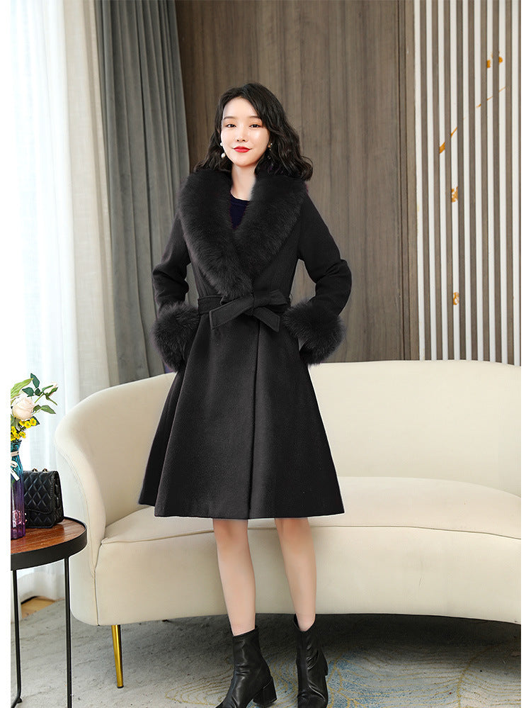 Faux Fur-Trimmed Wool-Blend Coat | Fit-and-Flare | Winter Elegance