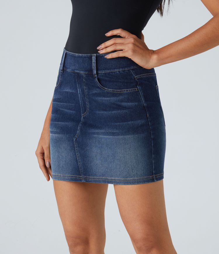 Denim Mini Skirt | High-Waisted | Stretch Cotton