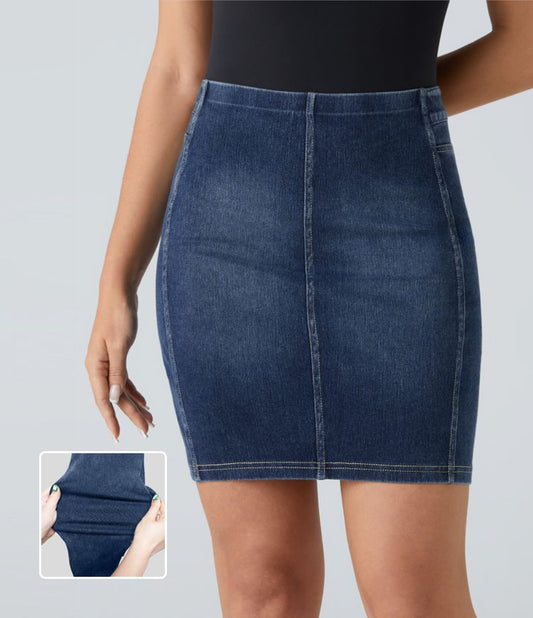 High-Waisted Denim Pencil Skirt | Stretch Cotton | Classic and Stylish