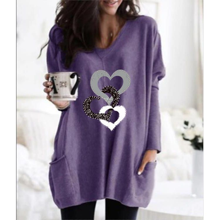 Oversized Heart-Print Top | Relaxed Fit | Casual Comfort