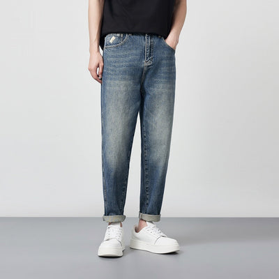 Relaxed-Fit Washed Denim Jeans | Classic Casual Style | Comfortable and Durable