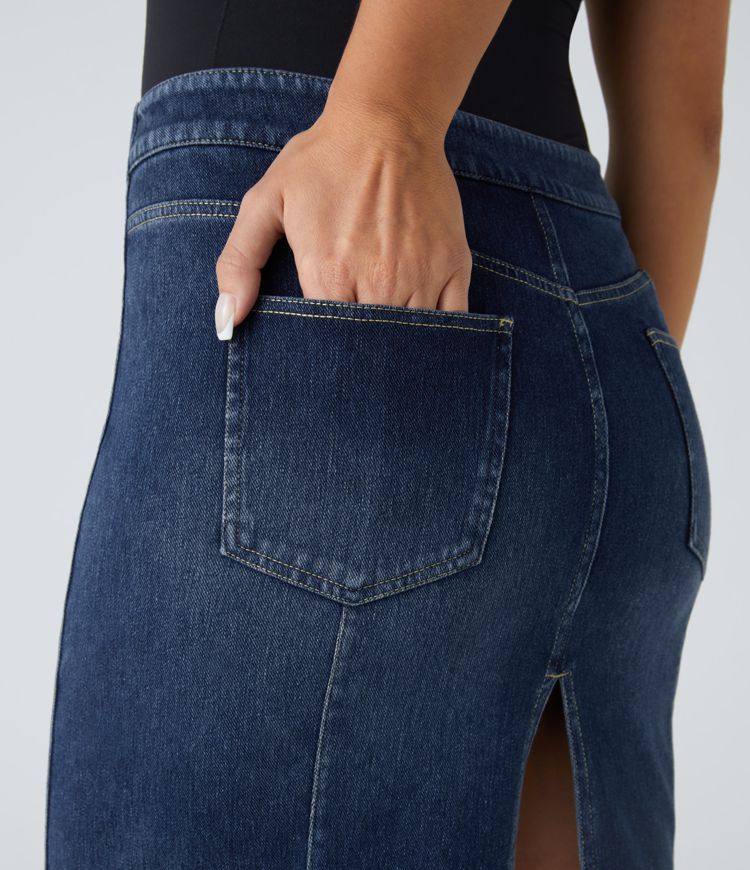 High-Waisted Denim Pencil Skirt | Stretch Cotton | Classic and Stylish