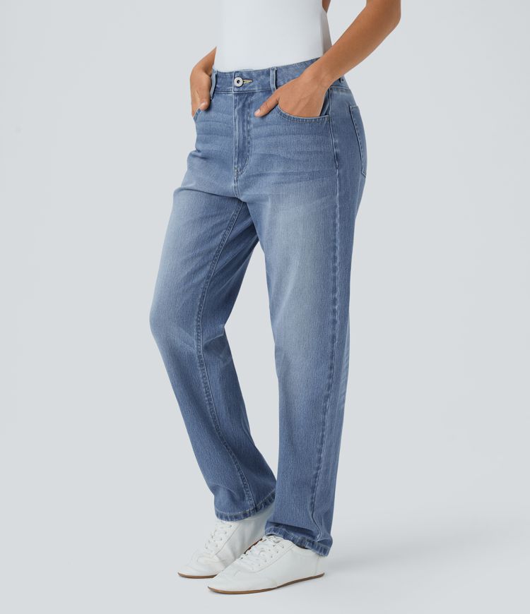 Straight-Leg High-Waisted Jeans | Light Wash Denim | Timeless Casual Style