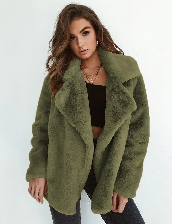 Faux Fur Lapel Jacket | Plush Warmth | Oversized Fit | Chic Winter Layer