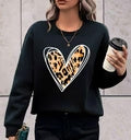 Leopard Heart Sweatshirt | Trendy Casual Wear | Stylish and Comfortable