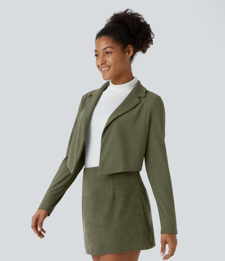 Cropped Olive Blazer | Modern Tailoring | Sleek & Versatile