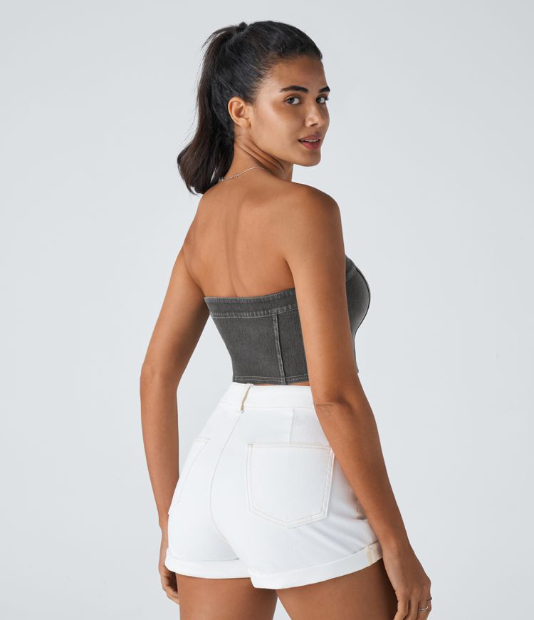 Strapless Denim Corset Top | Stretch Cotton | Bold and Feminine