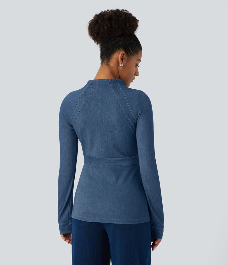 Fitted High-Collar Jacket | Blue | Elegant and Functional