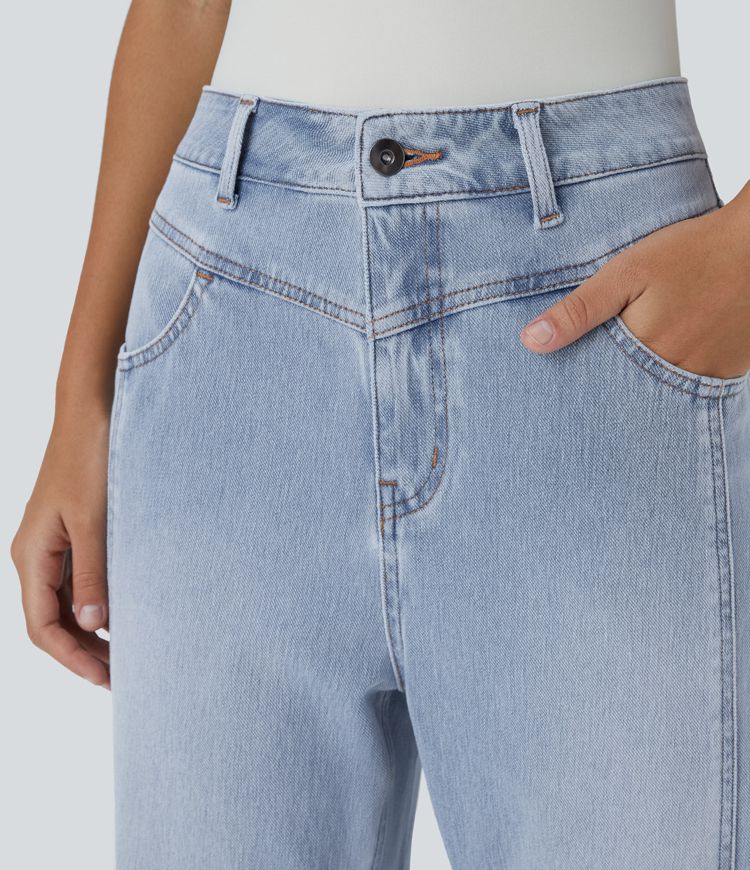 Relaxed Tapered High-Waisted Jeans | Light Wash Denim | Casual Everyday Fit