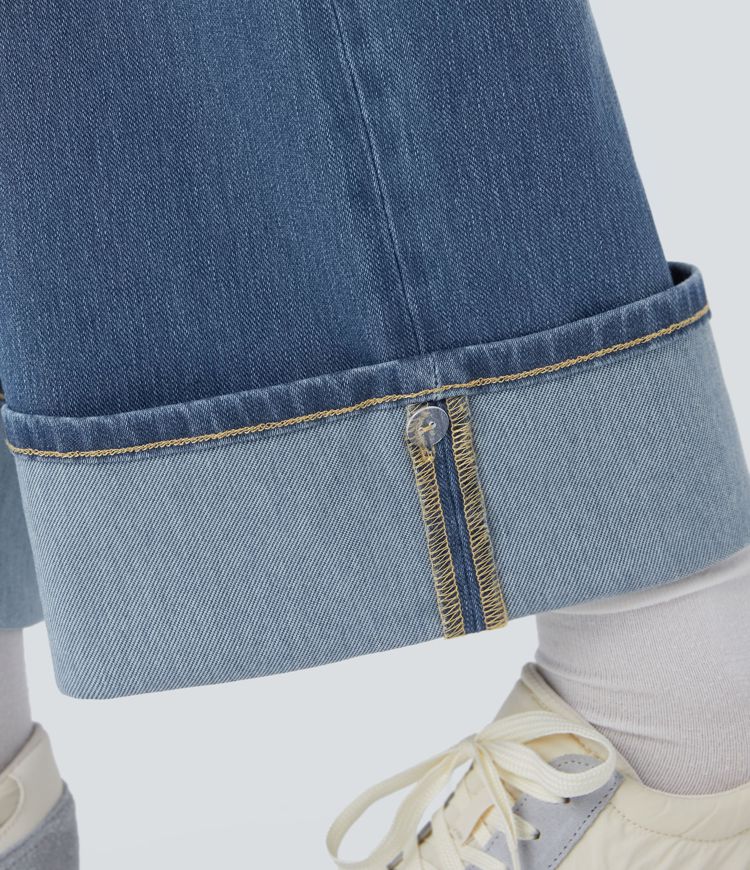 High-Waisted Wide-Leg Jeans with Adjustable Hem | Denim | Stylish and Customizable