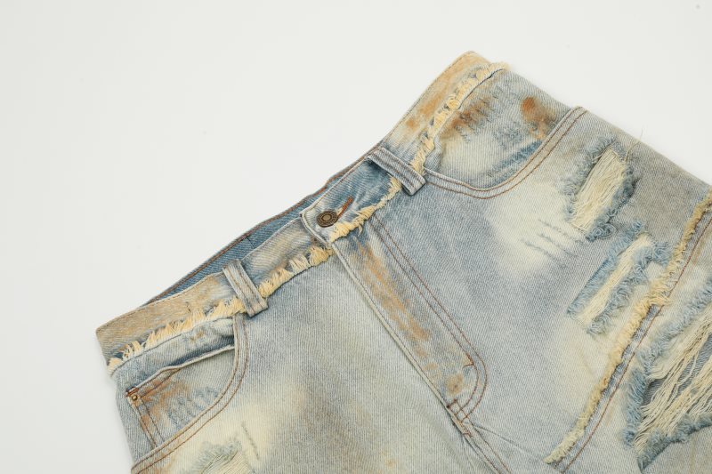 Distressed Wide-Leg Jeans | Bold and Edgy | Vintage Washed Look