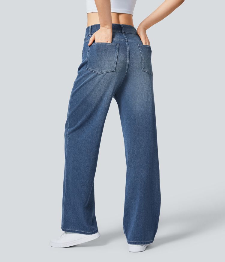 High-Waisted Button-Front Wide-Leg Jeans | Denim | Modern and Relaxed