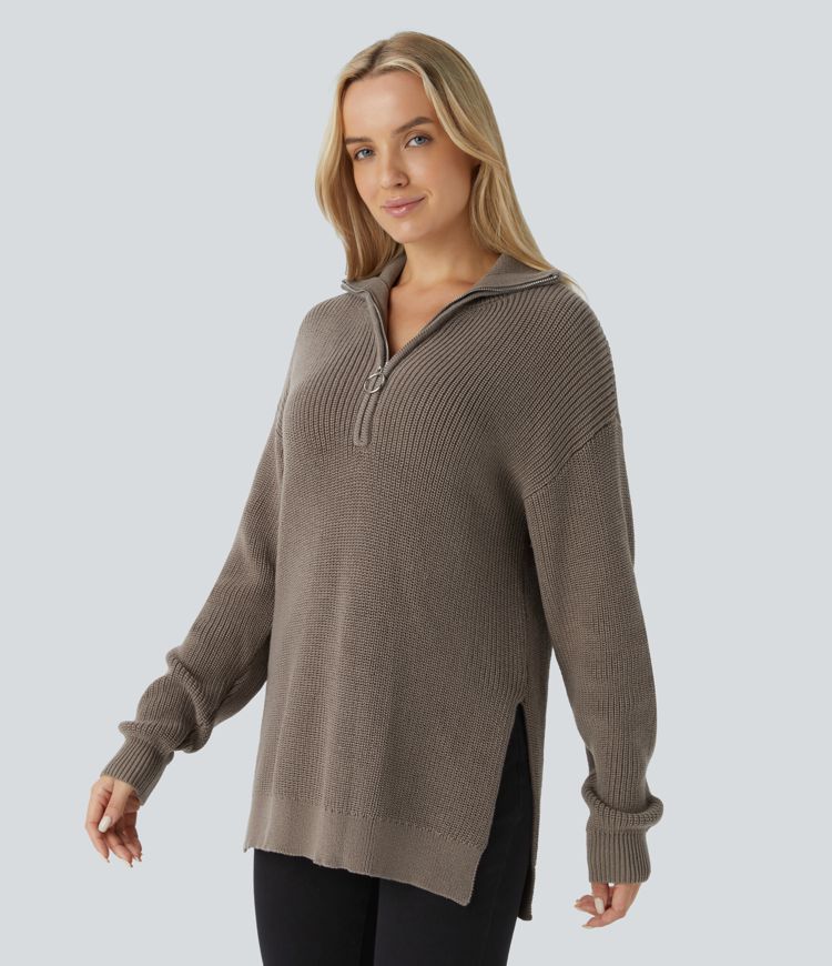 Half-Zip Knit Sweater | Relaxed Fit | Soft Cotton Blend