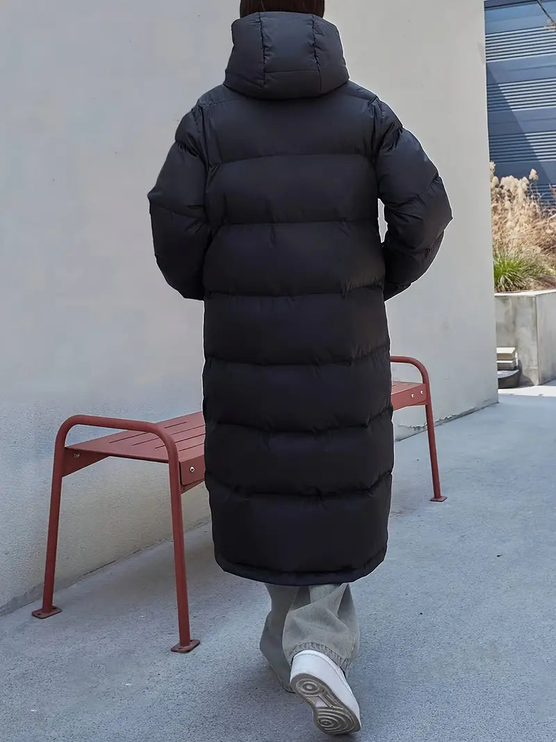 Longline Oversized Puffer Coat | High-Neck Design | Winter Insulated Warmth