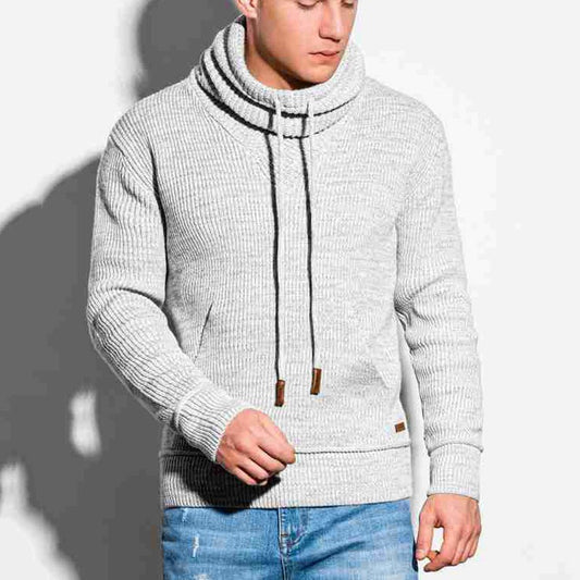 Men's Funnel Neck Knit Sweater | Relaxed Fit | Warm and Stylish