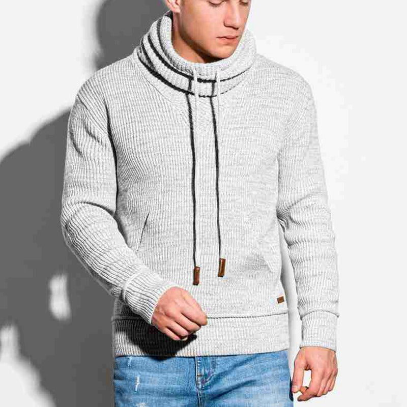 Men's Funnel Neck Knit Sweater | Relaxed Fit | Warm and Stylish