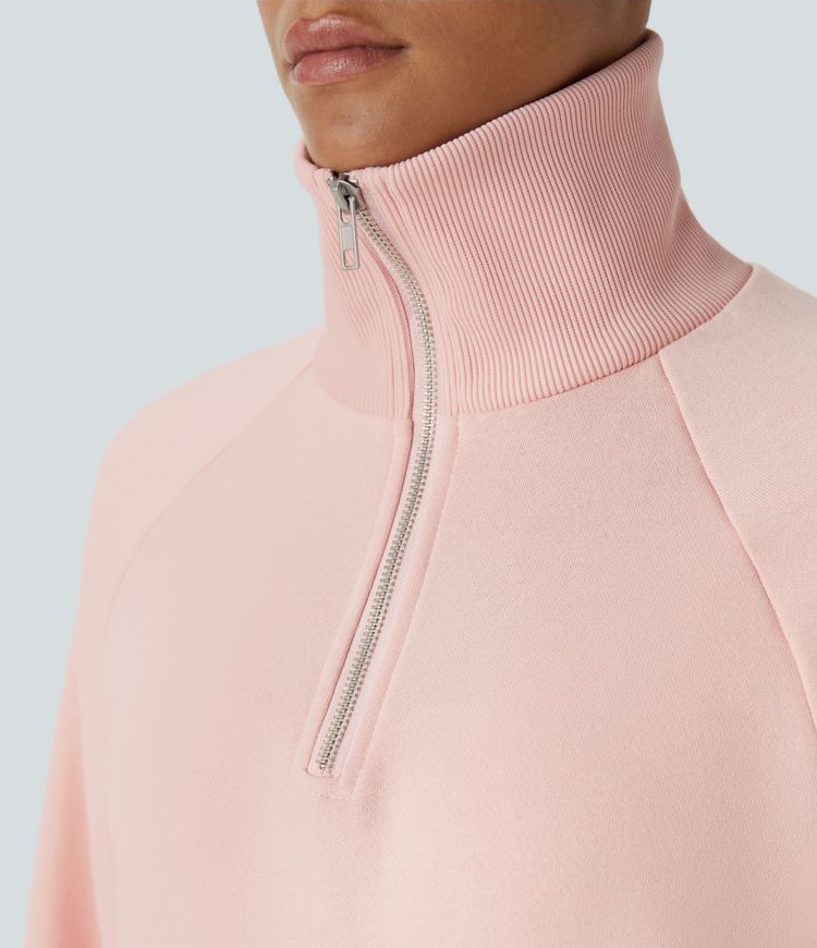 Funnel Neck Pullover | Cotton-Blend | Cropped and Cozy