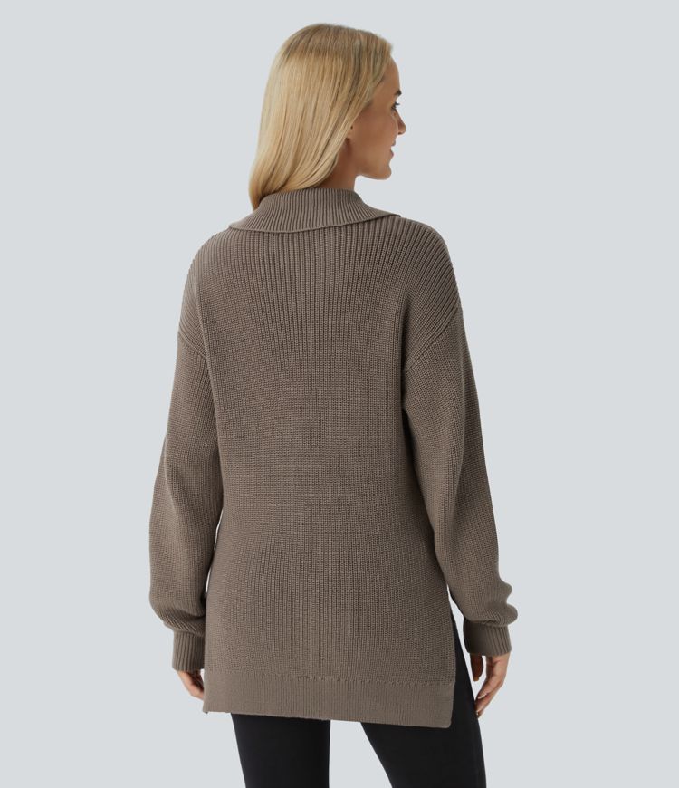 Half-Zip Knit Sweater | Relaxed Fit | Soft Cotton Blend