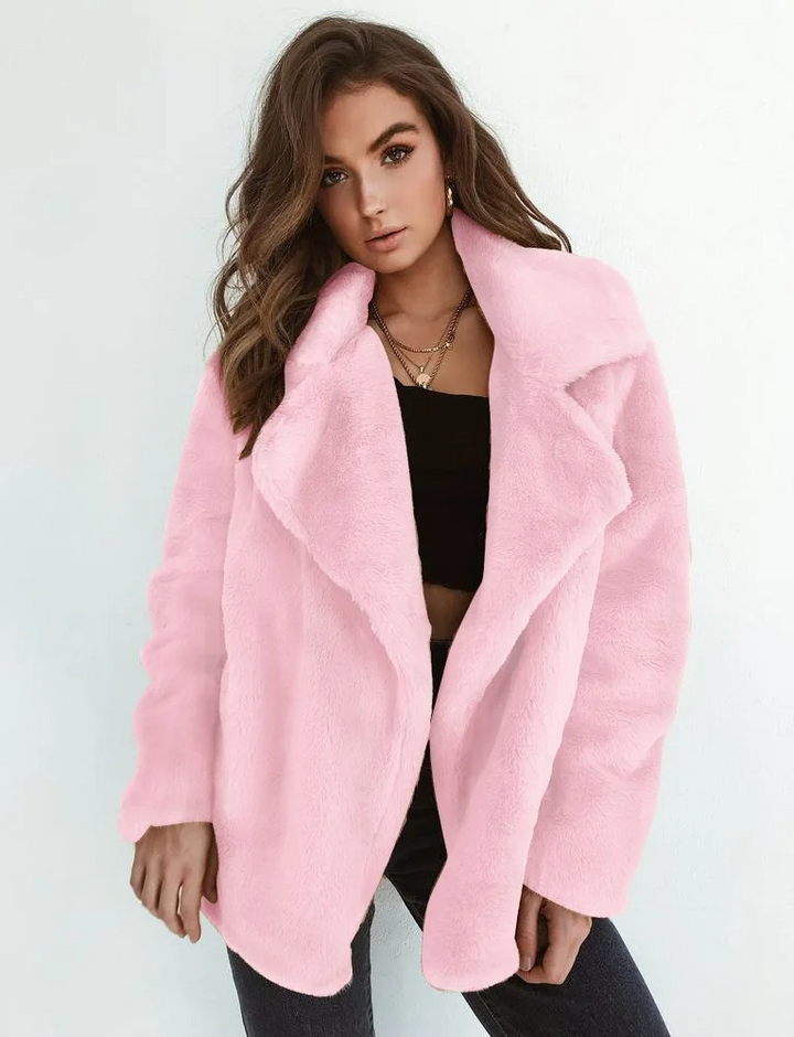 Faux Fur Lapel Jacket | Plush Warmth | Oversized Fit | Chic Winter Layer