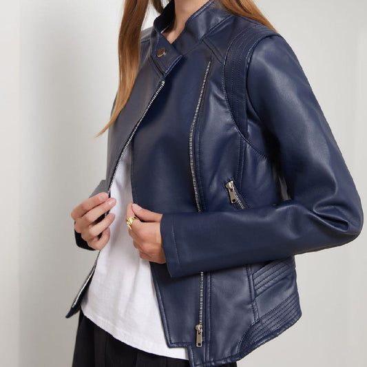 Fitted Leather Jacket | Tailored Fit | Zip Accent