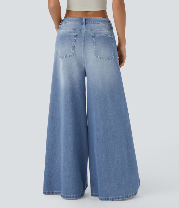 Wide-Leg High-Waisted Jeans | Light Wash Denim | Retro-Inspired Style | Everyday Comfort