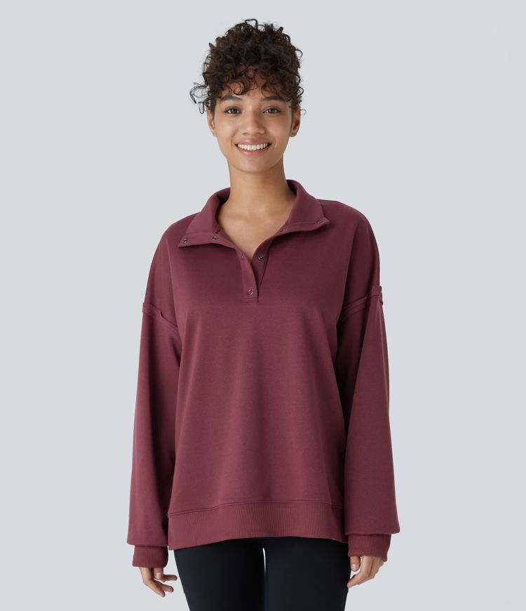 Half-Zip Funnel Neck Pullover | Cotton-Blend | Relaxed and Versatile