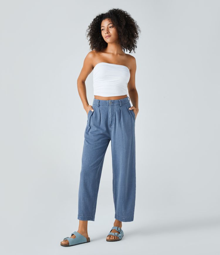 Cropped Tapered Jeans | Cotton Denim | Relaxed and Breezy