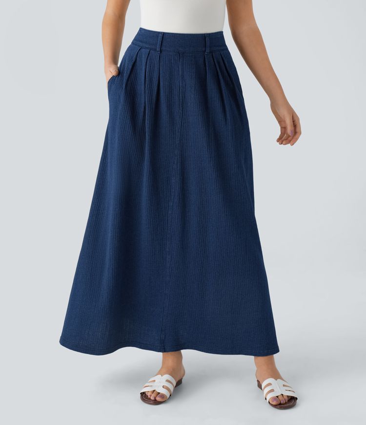 A-Line Denim Maxi Skirt | Cotton | Timeless and Versatile