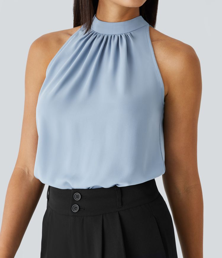 High-Neck Pleated Blouse | Elegant | Sophisticated and Versatile