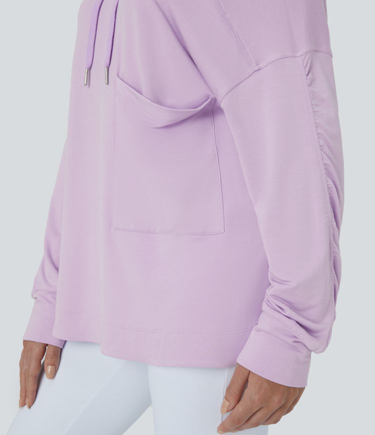 Lightweight High-Low Hoodie | Cotton-Blend | Relaxed and Feminine