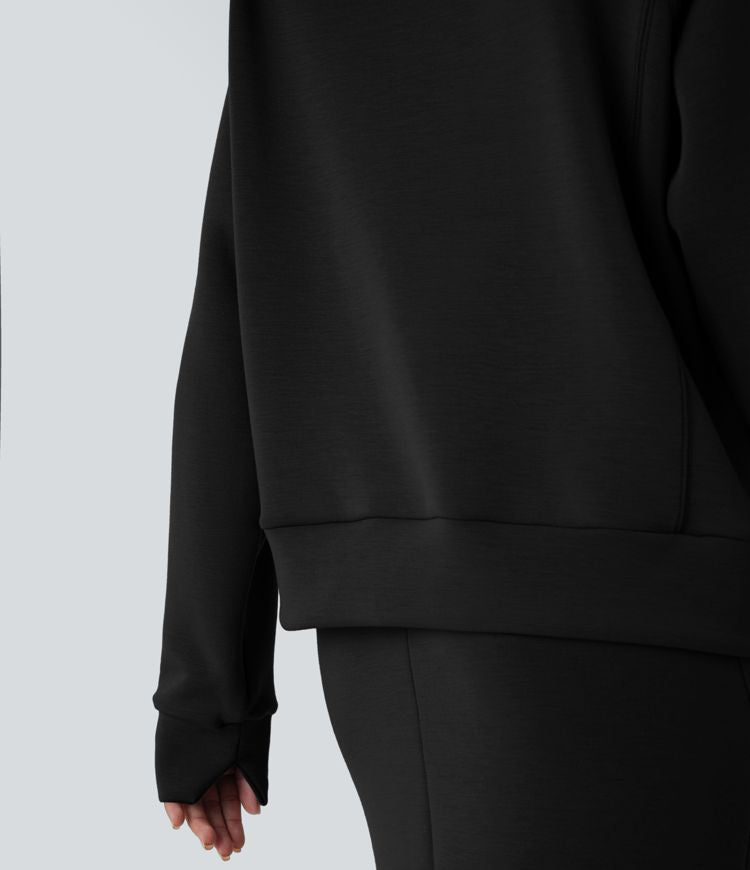 High-Collar Zip Pullover | Cotton-Blend | Sleek and Comfortable