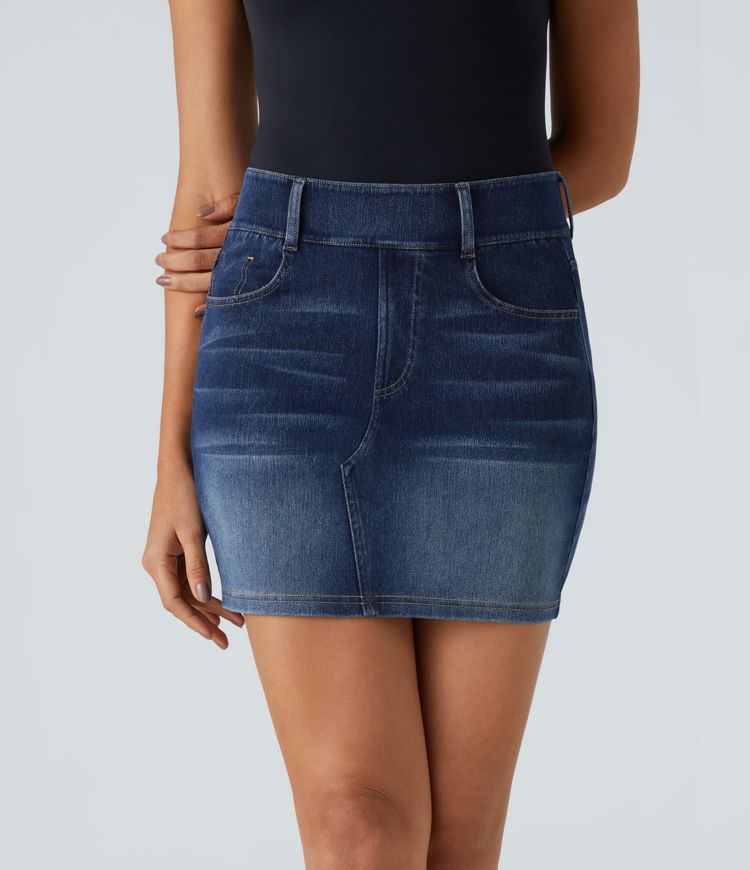 Denim Mini Skirt | High-Waisted | Stretch Cotton