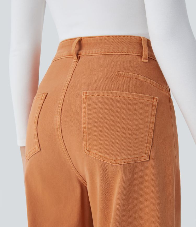 Wide-Leg Cotton Pants | High-Waisted | Terracotta Trend