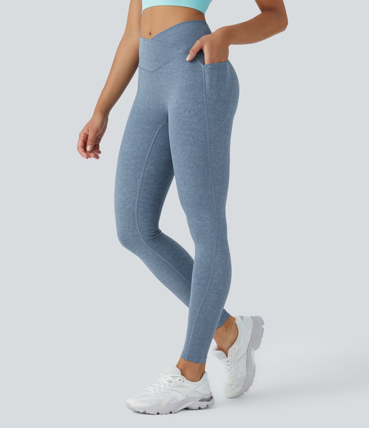 High-Waisted V-Shaped Leggings | Stretch Fit | Light Blue