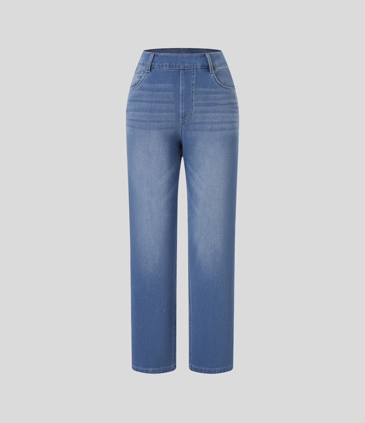 High-Rise Straight-Leg Jeans | Stretch Denim | Classic and Comfortable