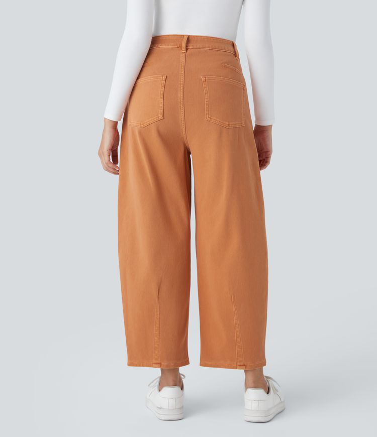 Wide-Leg Cotton Pants | High-Waisted | Terracotta Trend