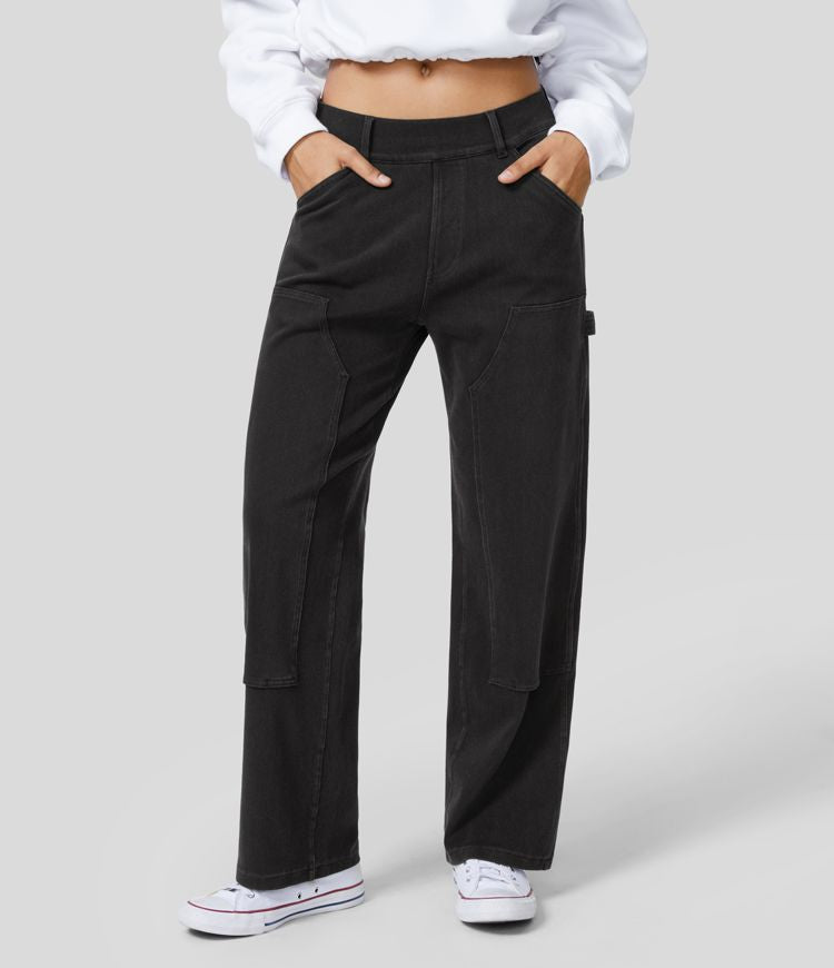 Wide-Leg Black Pants | High-Waisted | Stretch Cotton