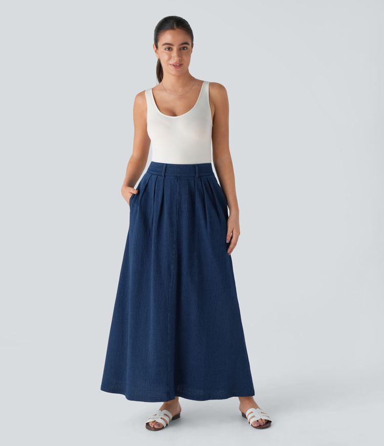 A-Line Denim Maxi Skirt | Cotton | Timeless and Versatile