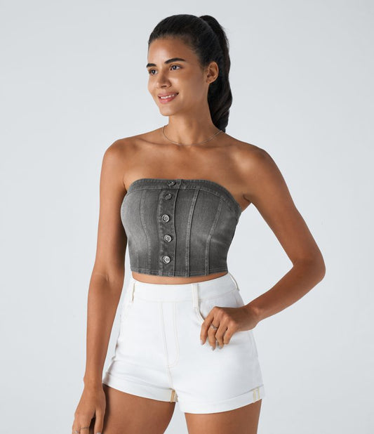 Strapless Denim Corset Top | Stretch Cotton | Bold and Feminine