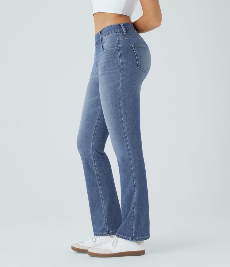 Bootcut Stretch Denim Jeans | Light Blue Wash | Flattering Fit