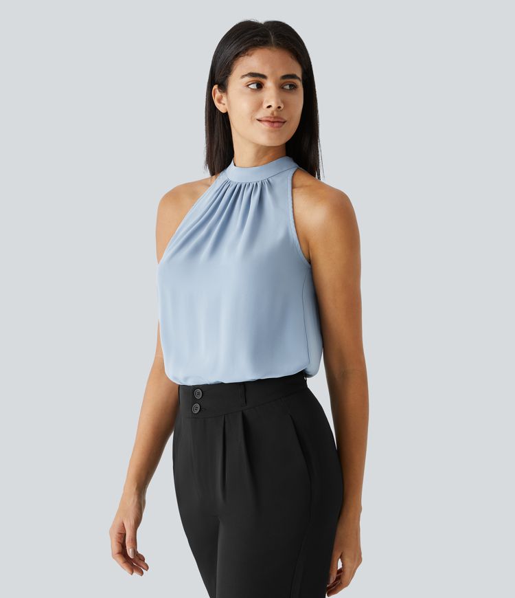 High-Neck Pleated Blouse | Elegant | Sophisticated and Versatile