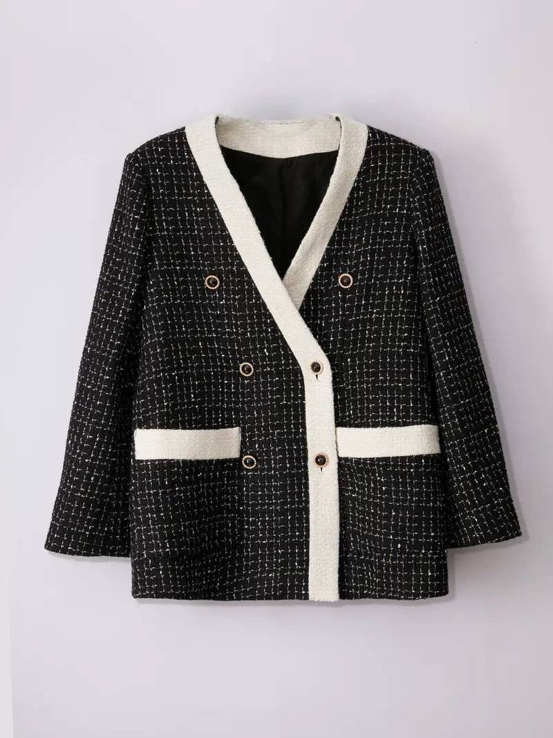 Contrast-Trim Tweed Blazer | Tailored Fit | Chic and Sophisticated | Elegant Style