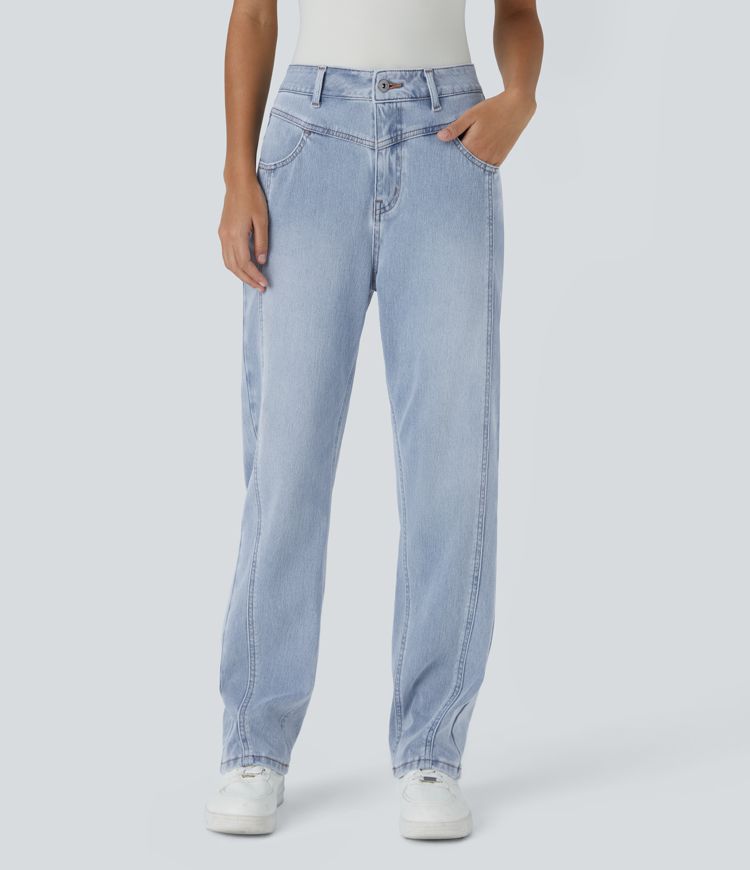 Relaxed Tapered High-Waisted Jeans | Light Wash Denim | Casual Everyday Fit