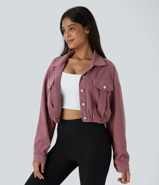 Cropped Corduroy Jacket | Relaxed Fit | Trendy and Comfortable